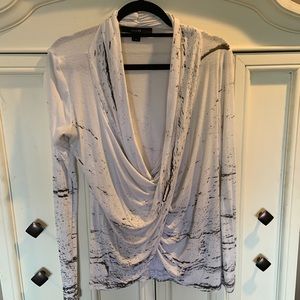 Faux Wrap Long Sleeve Blouse